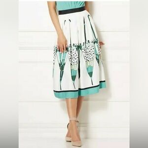 Chic Teal and White A-Line Skirt